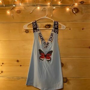 Light Blue Butterfly Tank Top